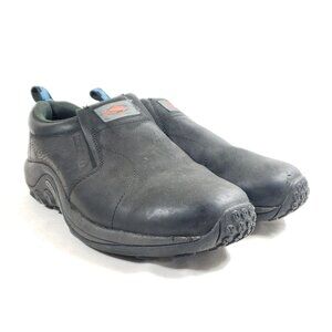 Merrell Mens 9.5 Wide Jungle Moc Black Leather Slip-On Trail Shoes